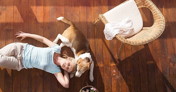 Senior woman with dog