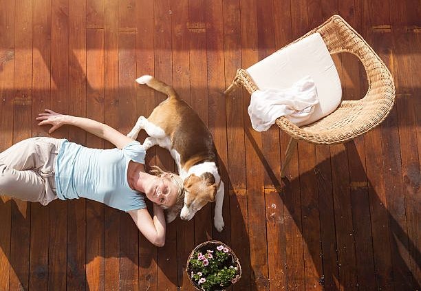 Senior woman with dog
